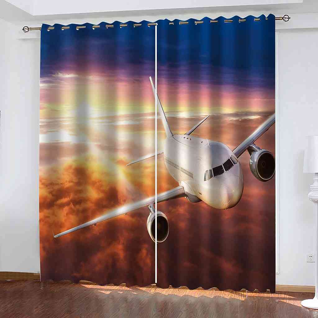 Rideau Occultant Avion Blanc 300x270 cm Lot de 2 Rideaux Isoloant Thermique pour Salon