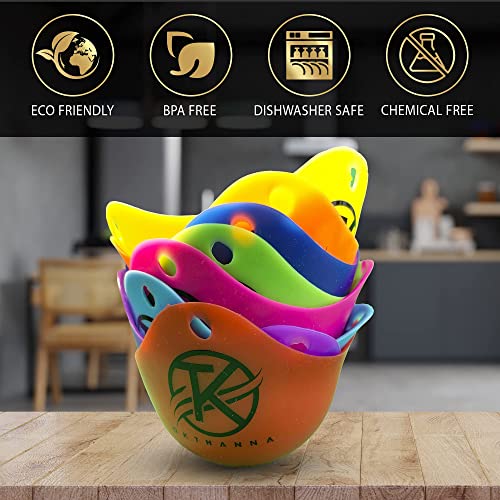 Egg Poacher - Make The Perfect Poached Egg Cooker, Easy & Mess Free - Bpa Free Okthanna Silicone Egg Poaching Cups For Microwave & Stovetop Egg Cooking Boiled Eggs Pack Of 8 With Tongs Included #TOP3