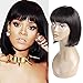 Straight Short Bob Wigs with Bangs for Black Women 100% Human Hair Bob Straight Wig with Flat Bangs (10")