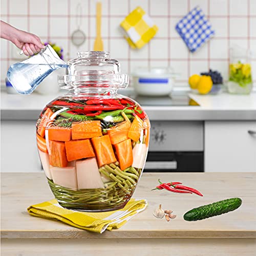 Aosnttol Glass Jar Fermentation Jar, Pickle Jar With Water Seal Lid, Fermentation Kit Fermenter Starter Kit For Pickles, Wine Brewing, Pickling, Kimchi, Sauerkraut, Vegetables, Kombucha 2.5L #TOP2