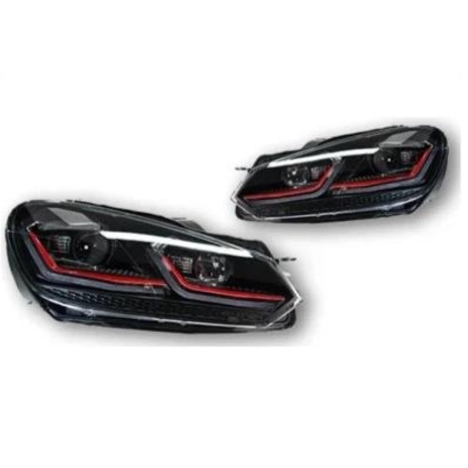 Gruppo Ottico Anteriore Per VW Per Golf 6 MK6 2009-2012 | Fari anteriori a doppia lente con LED potenziati(ROSSO,Guidatore destro)