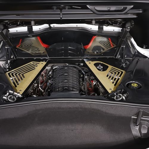 Image of TOYCIDFG Carbon Fiber Engine Bay Panel Cover, Left Right Splash Shield Oxidation Case Guard Compatible with C8 Corvette 2020-2023 Auto Interior Body Part Accessories (Carbon Fiber - Yellow)