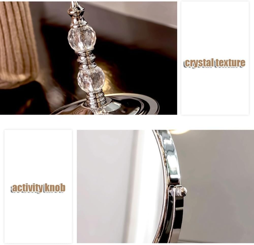 APLUSH Round Tabletop Vanity Mirror, Table Mirror with Stand, 360 Degree Rotation Shower Shaving Mirror, Standing Makeup Mirror(Color:A,Size:Large)