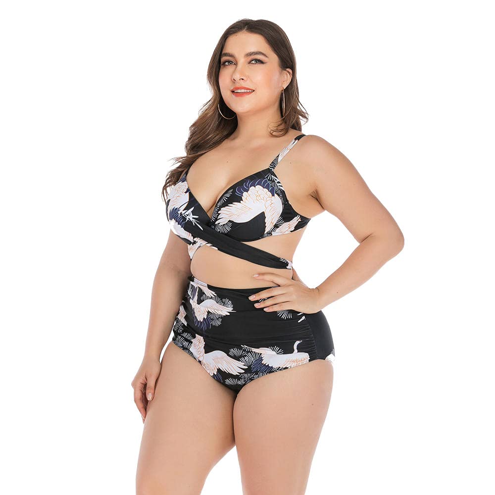 Elegancka i amerykańska odzież surfingowa bez rękawów, krem przeciwsłoneczny, damska moda kąpielowa, hot spring strój do nurkowania, kostium kąpielowy (Crane 4XL)