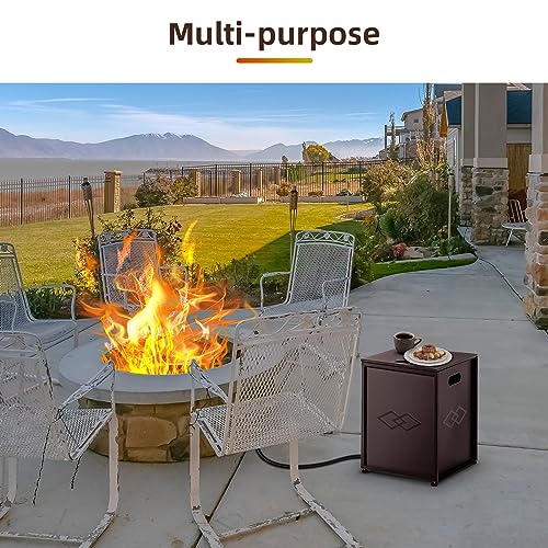 Propane Tank Cover Table, for 20 lbs Propane Tank for Gas Fire Pits, Outdoor Tank Hideway Table for Propane Fire Pit and Gas Griddle, Brown