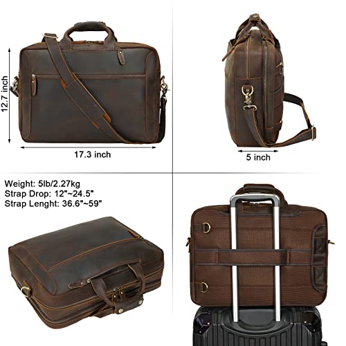 Tiding Leather Convertible Briefcase Backpack 15.6" Laptop Case Multi-Functional Business Shoulder Messenger Bag For Men(Updated Version) #TOP4