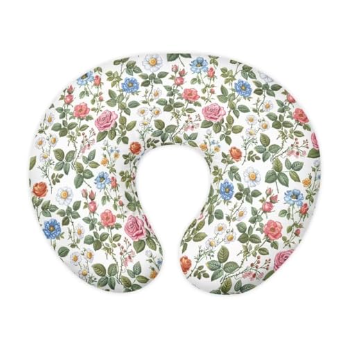 Zanxiantu Pink Blue Floral Baby Nursing Pillow Covers Soft and Stretchy Pillow Covers Girls Nursing Pillow Slipcover for 0-24 Months Infant Baby Feeding Position Support