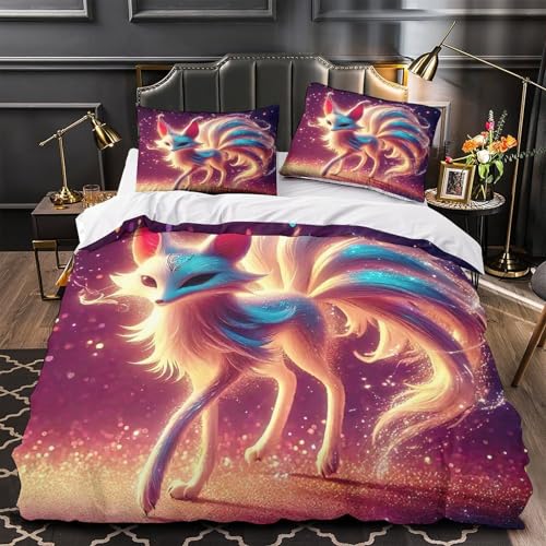 Fox à neuf queues housse de couette 3D microfibres King 220x240 cm - 2