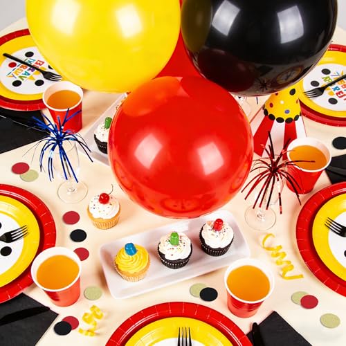 Image of 200Pcs Glitter Red Black Gold Table confetti,Paper Circle Dots Confetti for Birthday Party Halloween Bachelorette Wedding Baby Shower Graduation Decorations