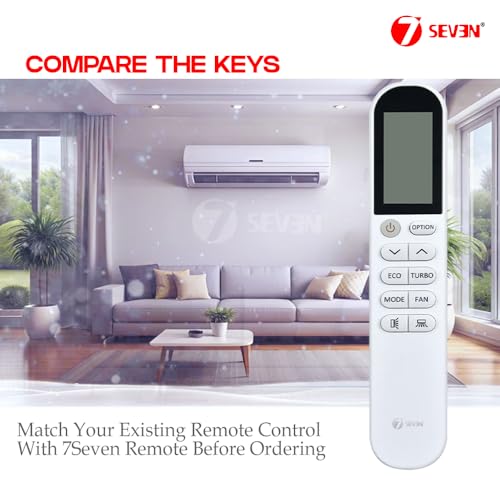 Image of 7SEVEN Compatible of Original AC Remote Control for Motorola, Hyundai Split and Window 1 1.5 2 ton Air Conditioner - Existing AC Remote Should Match with Same Feature as remotes Model 255