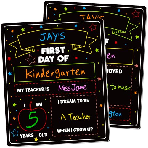 First and Last Day of School Sign, 10 X 12 in Paper Back to School Board, Reversable and Erasable First Day of Class Board, Double Sided Chalkboard for Kindergarten Pre-K Memories and Milestones