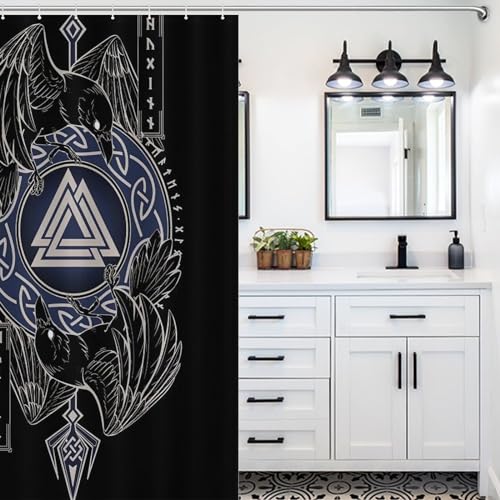 Rideau de douche Viking en polyester imperméable pour salle de bain 122x183cm