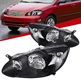 Carpartsinnovate For 03-08 Toyota Corolla CE LE S JDM Replacement Black Clear Headlights Lamps