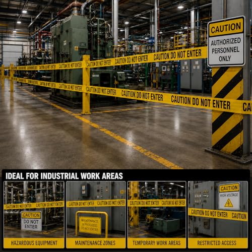 Image of ATERET Premium Caution Do Not Enter Tape - 1-Pack, 3 inch x 1000 feet, Hazard Safety Tape for Danger /Hazardous Area, Ideal for Halloween Decorations, Parties, Work-Sites