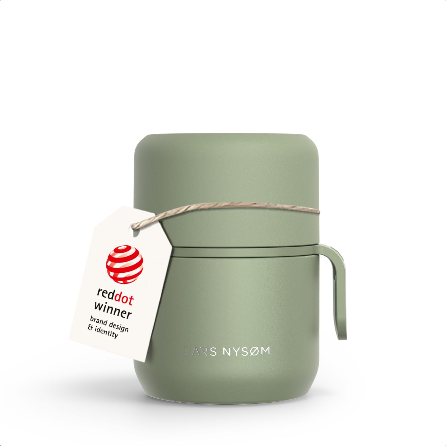 LARS NYSØM Stainless Steel Vacuum Insulated Food Jar - Leakproof Lunch Pot & Lunch Jar for Hot and Cold Food, Wide Mouth Food Jar, Portable Soup Container for Work & Travel (Sage Green, 350ml)