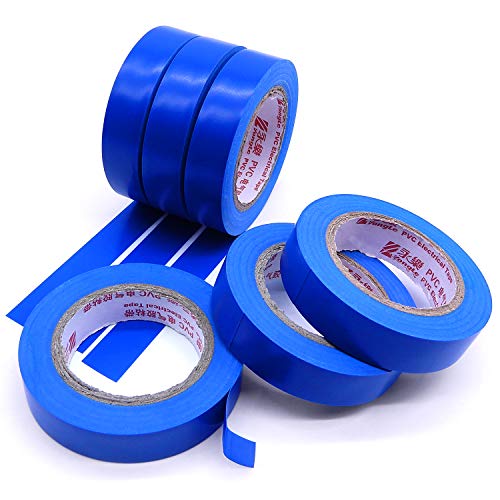 Image of Maveek Electrical Insulation Tape, PVC Vinyl Electrical Tapes with Rubber Based Adhesive, Heat Resistant, Flame Retardant, Waterproof(6 Rolls,Blue)