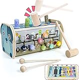 🙌 Juegos Educativos 2 3 4 años : Los bloques de este herramientas juguetes bebes banco martillo están impresos con números del 1 al 9. Los niños pueden moverlos y clasificarlos por diferentes números, reconocer números y aprender.
