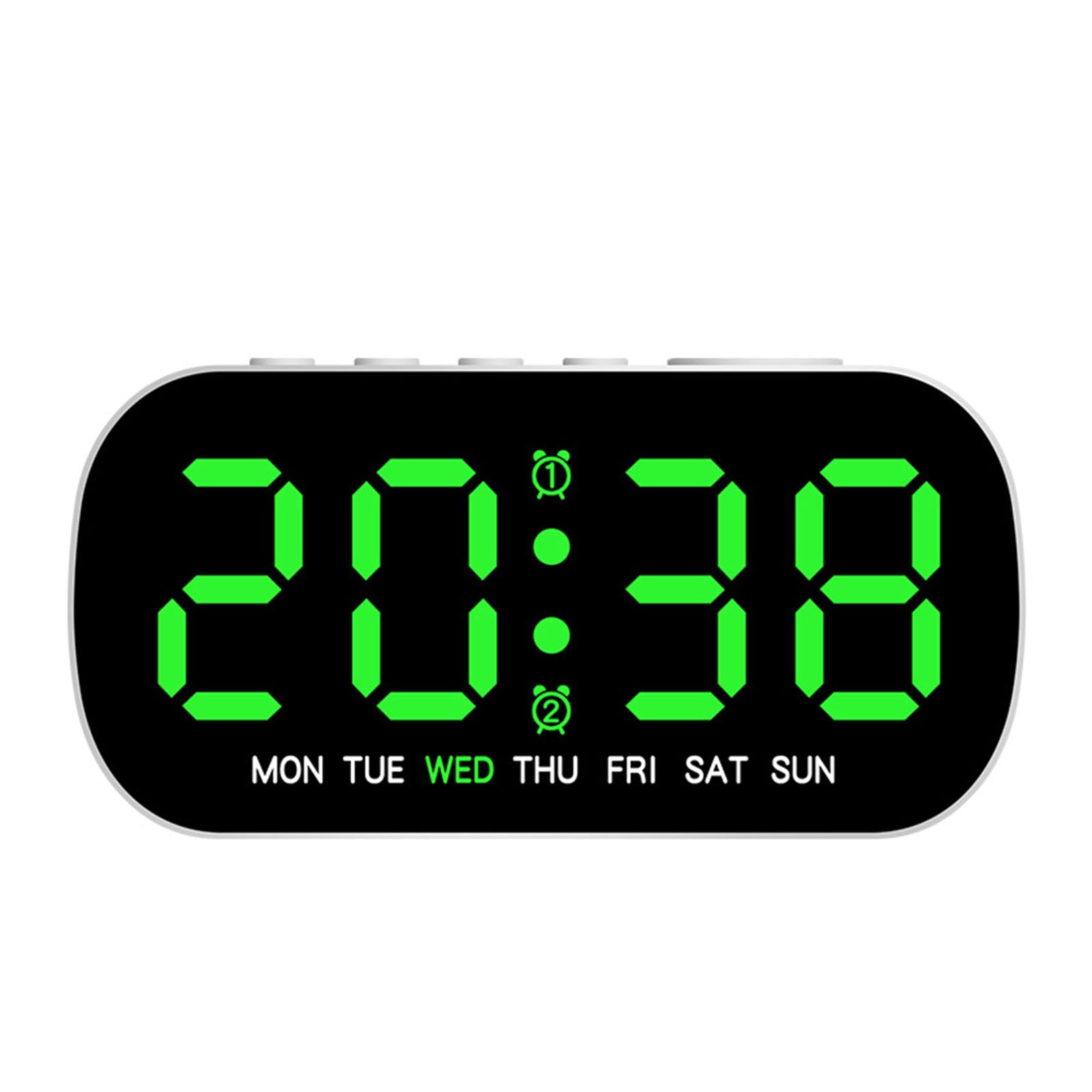 Nucelit Electronic Clock Simple Multifunctional Clock Rectangular Large LED Display Date Week Temperature Alarm Calendar