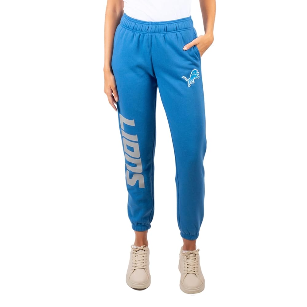 Ultra Game NFL Official Women\'s Super Soft Jogger Sweatpants Lounge Pants, Detroit Lions, Team Color, Medium