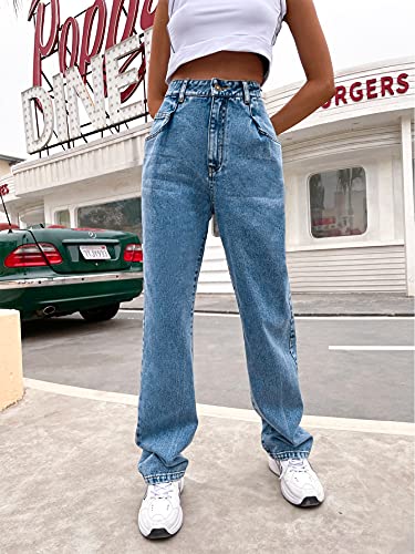 Women's Jeans Regular Relaxed Fit Straight Leg High Waisted Trendy Vintage Boyfriend Juniors Mom Fit Jeans #TOP2