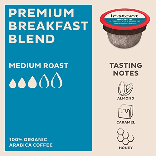 Instant Pot Compostable Coffee Pods, 30 Plant-Based Coffee Pods, From The Makers Of Instant Pot, Eco-Friendly, Usda Organic, Compatible With K-Cup Brewers, Breakfast Blend #TOP4
