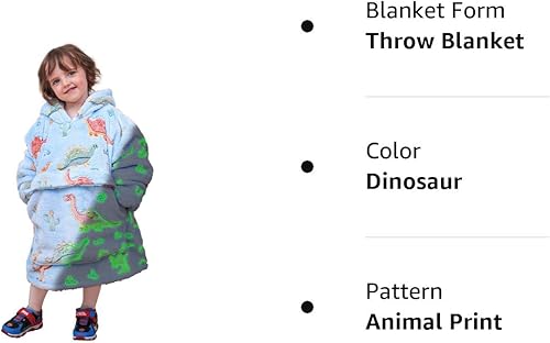 Miniatura 8 de yescool Manta con capucha que brilla en la oscuridad para niños pequeños de 2 a 6 años, sudadera de manta de gran tamaño con sherpa para regalos de
