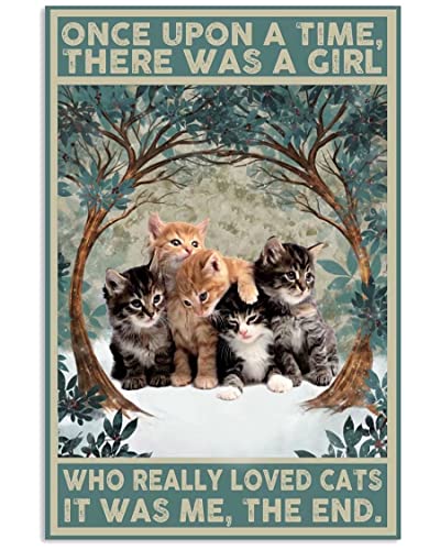 ZTRE Cats Vintage Metal Sign Once Upon A Time There