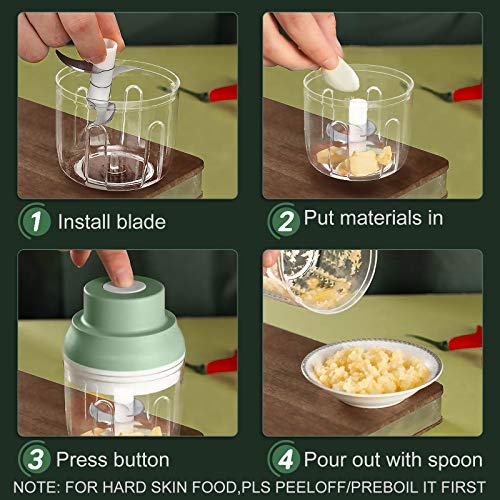 Electric Garlic Chopper,Food Chopper USB Rechargeable Garlic Press Masher / Blender, Small Food Processor with Three Blades ( 250ML ) 4 Gallery Image