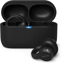 PHILIPS, Fone de Ouvido Sem Fio TWS, TAQ2000BK/00, Bluetooth, Design Aberto Ear-Clip, Com Microfone, Até 28 horas de bateria, iPX4, Preto