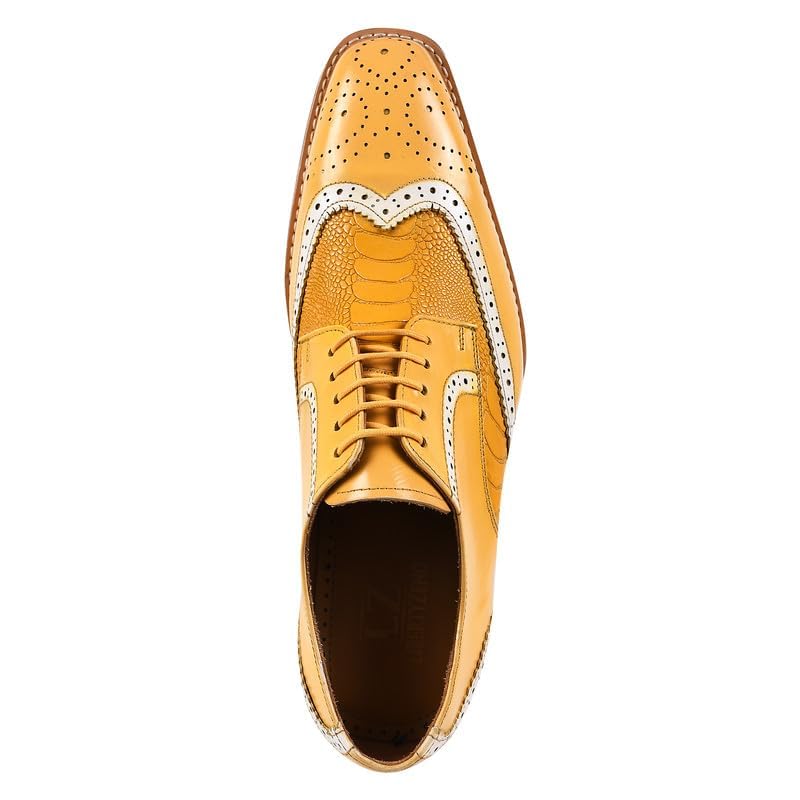 Image of LIBERTYZENO Mens Knitted & Animal Print Genuine Leather Adults Lace Up Oxford Dress Shoes for Easter Gift