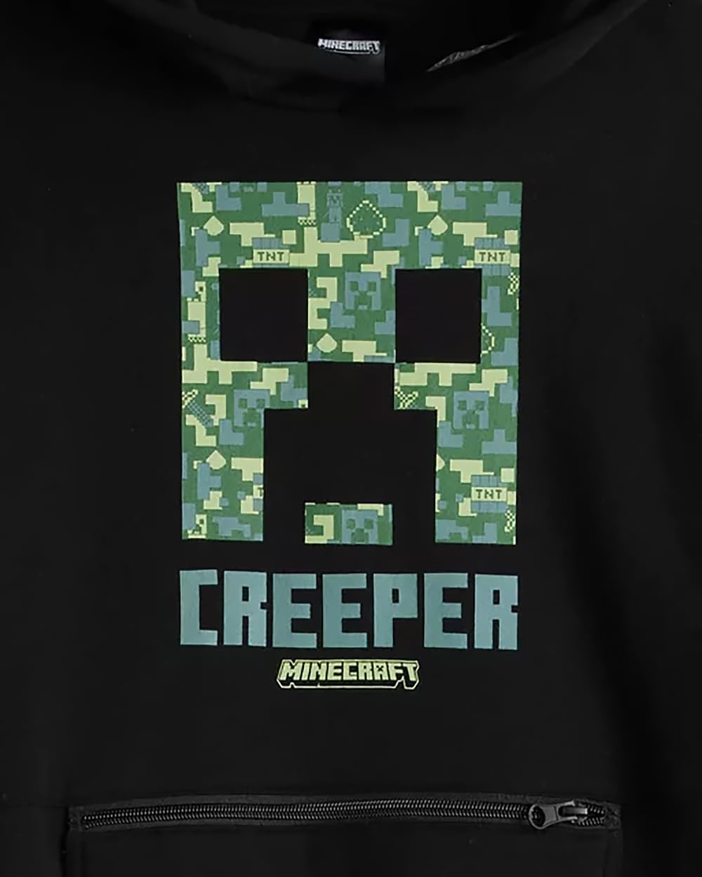 Minecraft Creeper Boys' Pullover Hoodie with Kangaroo and Zip Pocket