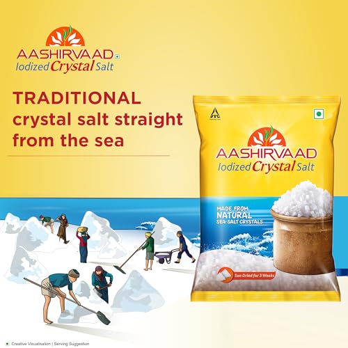 Image of Aashirvaad Iodized Crystal Salt, Authentic Crystal Salt for Traditional Dishes, 1kg