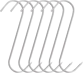 ONEBO 6 Pcs Meat Hooks for Smoking,Stainless Steel Hanging Butchers S Meat Food Hook,for Meat Smoking Hanging Bacon Hams Roast Duck Meat Cooking BBQ Grill