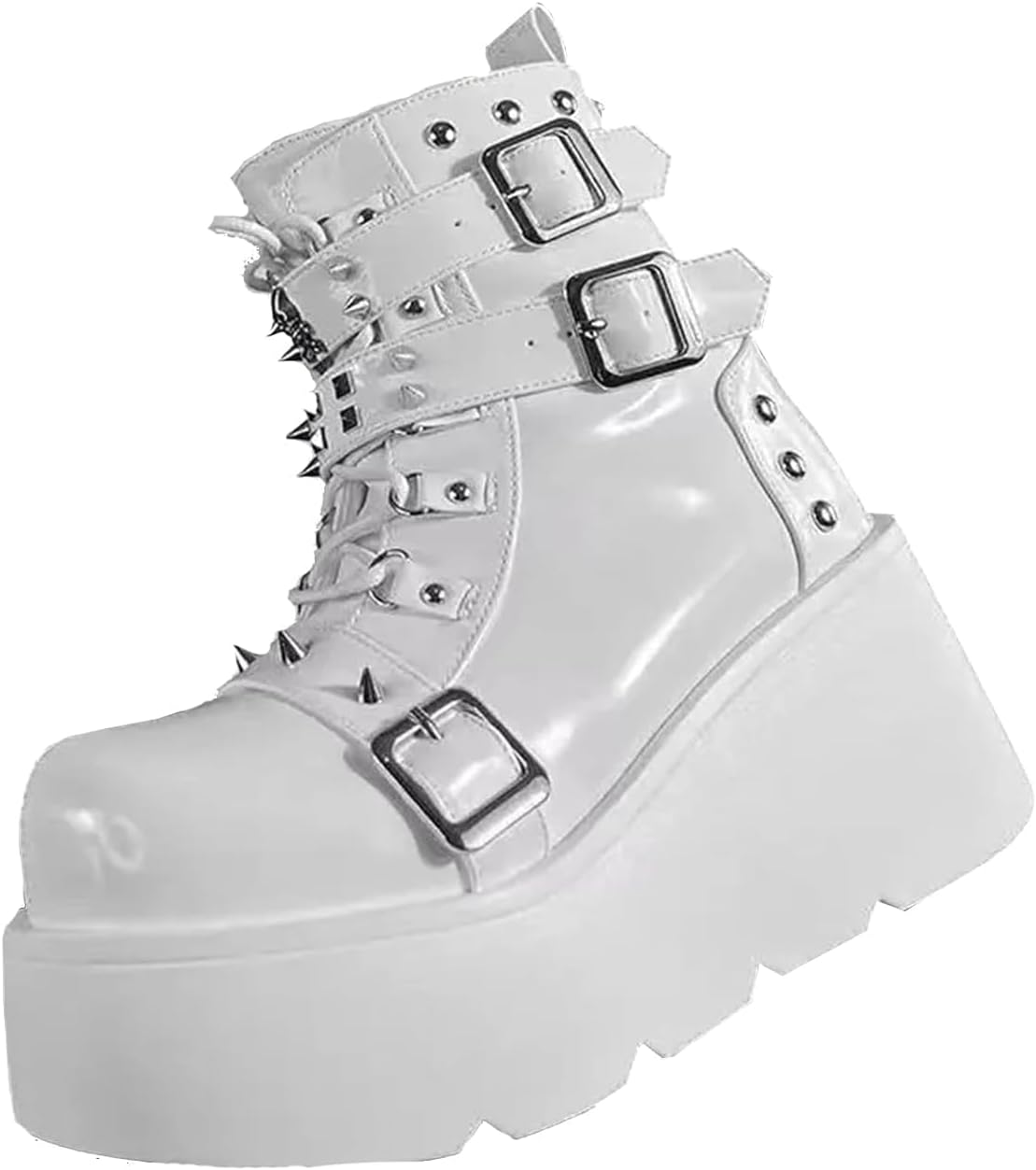 Women's Platform Ankle Booties - Studded Metal Buckle