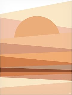 Trademark Fine Art Canvas Wall Art - Line and Brush 'Striped Horizon Sunrise Angled' Wall Art for Living Room, Bedroom, or Office Décor