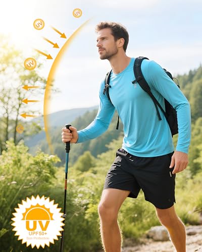 Runhit Men's UPF 50+ Sun Protection Shirts Long Sleeve UV Swim Shirt Fishing Hiking Running Rash Guard Quick Dry Lightweight 5