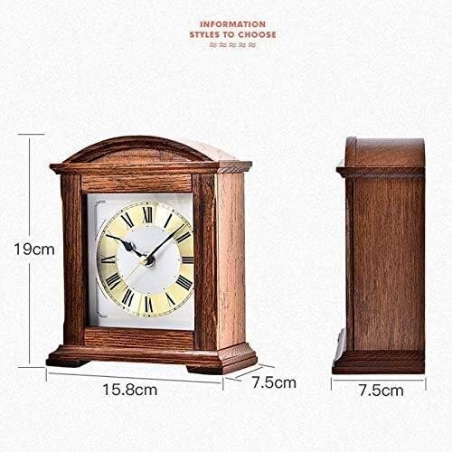 Retro Table Clock Oak Finish Wooden Mantel Clock with Pendulum Silent Quartz Clock Battery Powered Roman Character Clock Shelf Clocks