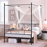 Weehom Canopy Bed Frame Full Size, Full Canopy Bed Frame with Headboard and Footboard, 4-Poster Mattress Foundation No Box Spring Needed Black