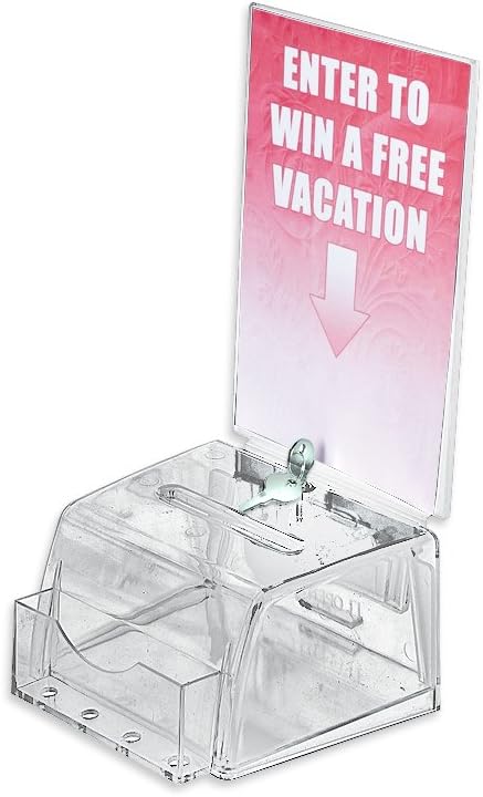 Azar 206008 Small Molded Suggestion Box with Pocket Lock and Key, Clear : Office Products