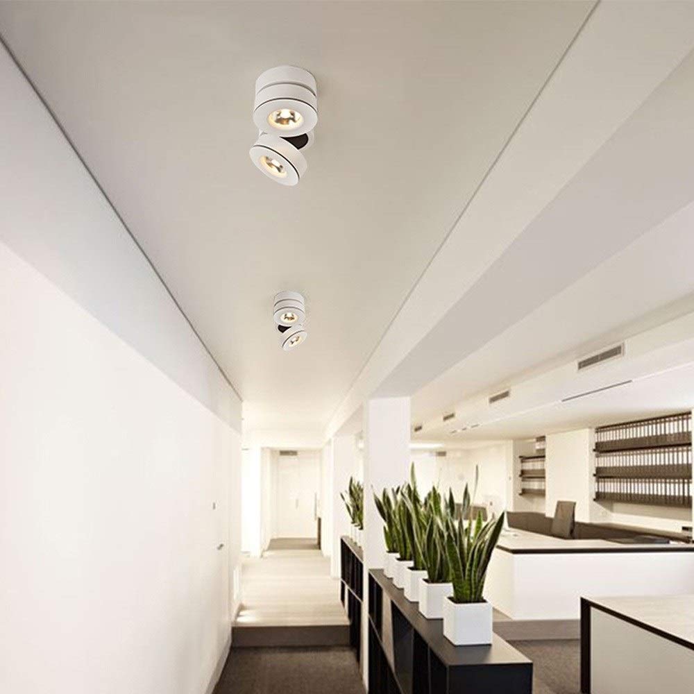 Faretti Da Incasso Nordici Super Luminosi A Doppia Testa Da 12W Cob, Senza Strobo, A Risparmio Energetico, Orientabili A 220°, Per Soffitto, Illuminazione Commerciale, Co,White-Warm light3000k