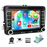 Car Stereo for Volkswagen VW Scirocco 2009-2014 with Wireless CarPlay Android Auto, Built-in YouTube, 7" HD IPS Touchscreen Car Radio with HD Backup Camera, Bluetooth, Mirror Link, FM, EQ, USB