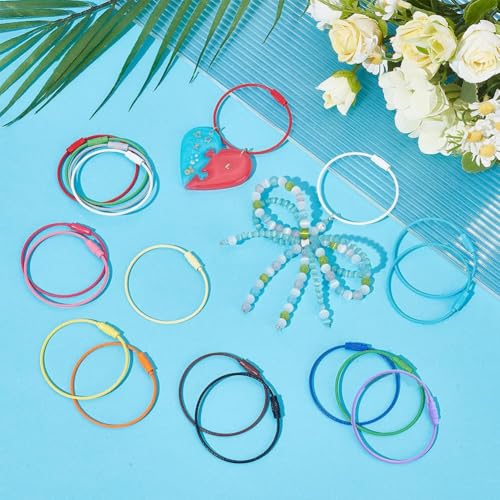 Image of SUNNYCLUE Stainless Steel Loops Wire Keychain Cable Large Key Rings Key Chain for Luggage Tags Key Tags Keyrings Kitchen
