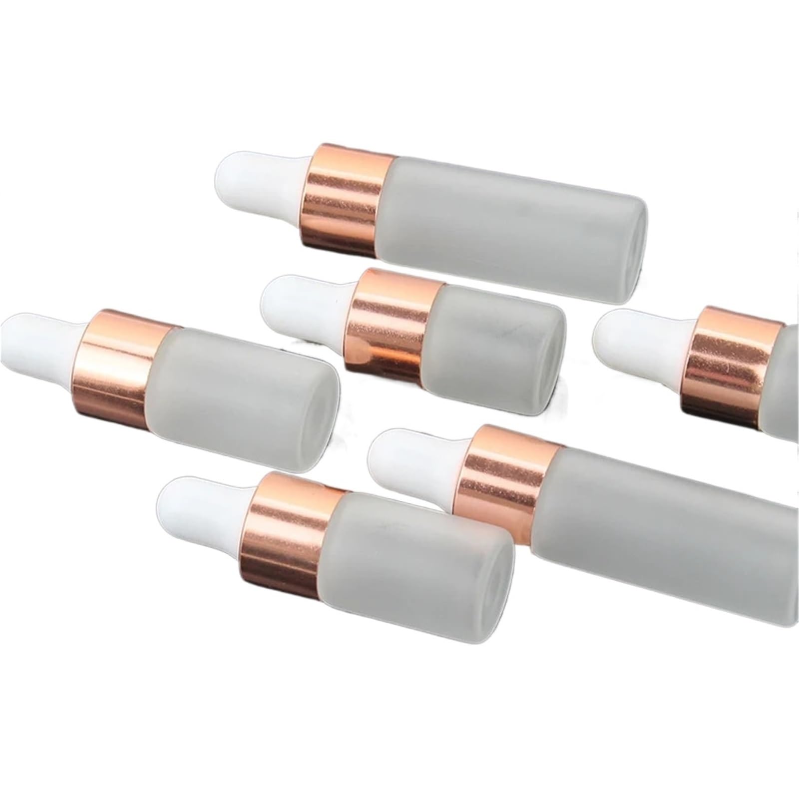 Gotero Botella cuentagotas esmerilada de vidrio 2ml 3ml 5ml botellas perfume con pipeta reactivo tapa rosa for aceite esencial(5ml,30 pcs)