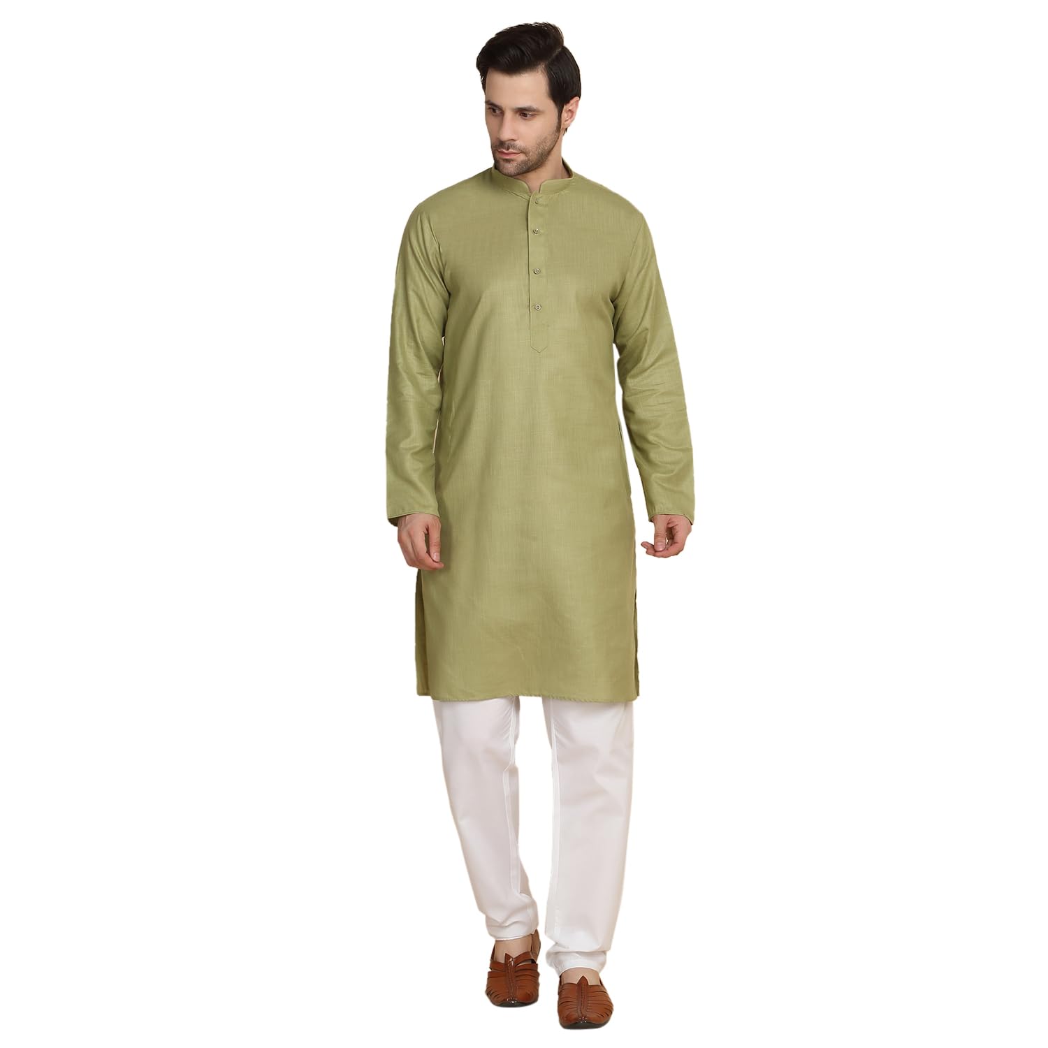 kraft india Men's Cotton Solid Kurta With Drawstring Pyjama Set-picture-11