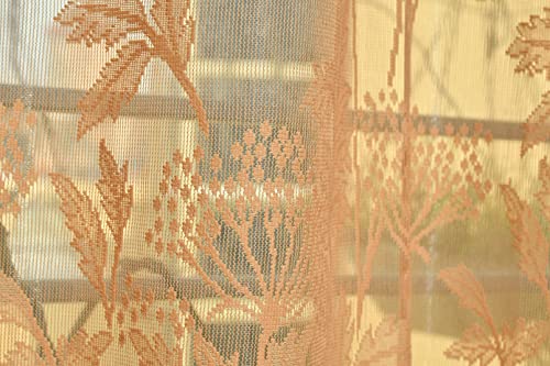 Image of Galaxy Home Decor Transparent Lily Net Curtain Sheer Curtains for Long Door 9 Feet, Pack of 2, Gold