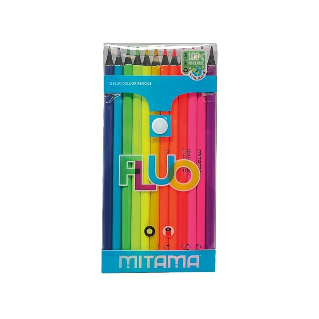 Foto 2 de 4 de Mitama - Lápices fluorescentes - Paquete de 12 lápices de colores - Lápices lacados Fluo
