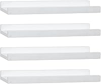 Vista 10 de PHOENANCEE Juego de 4 estantes flotantes largos de 36 pulgadas, estantes de madera para pared con repisa, marcos de fotos rústicos para sala