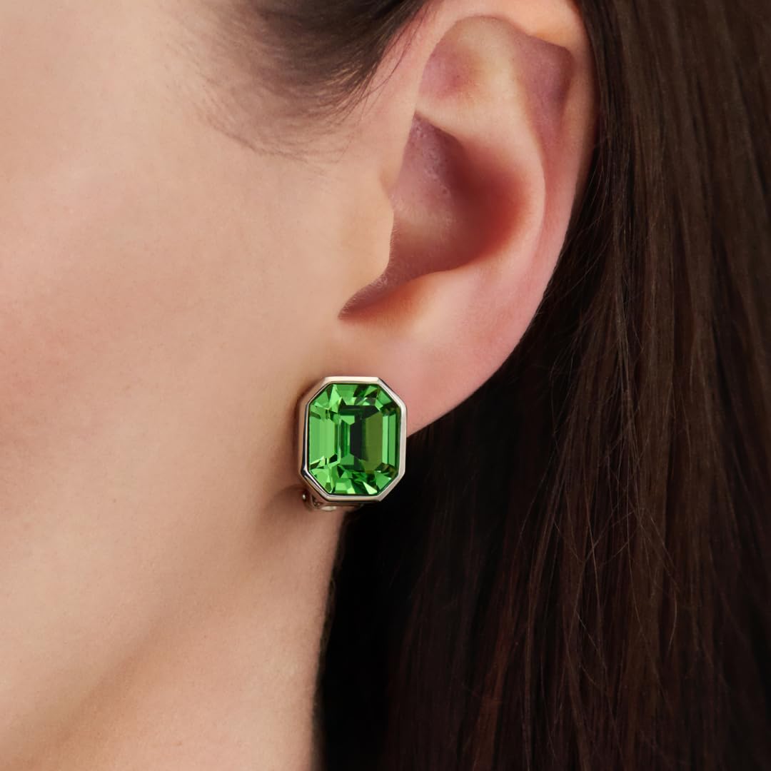 Traveller Ohrclip - Damen - Silberfarben - Kristall - Grün/Peridot - 12x10 mm - Platiniert - 14x12mm - 157788