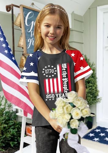 Image of Ithalt Boys Girls USA Shirts Kids 4th of July Shirts American Flag Tshirt Patriotic Top Independence Day Outfit 5-13y