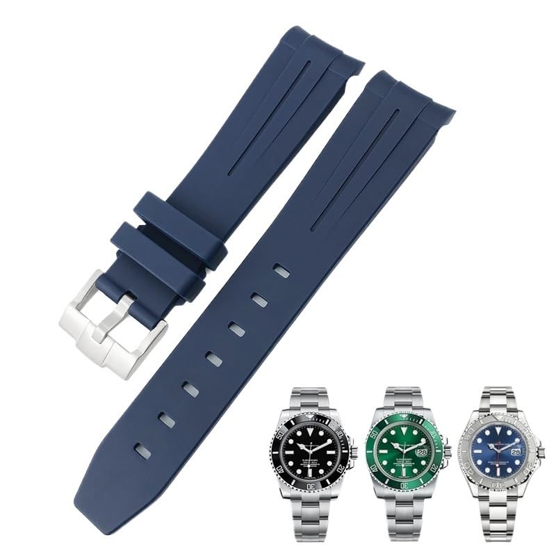 Bracelet montre silicone 20mm KLVN à bout incurvé pour Rolex Submariner